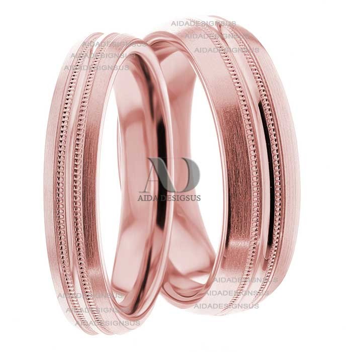 Rose Gold Wedding Ring Set