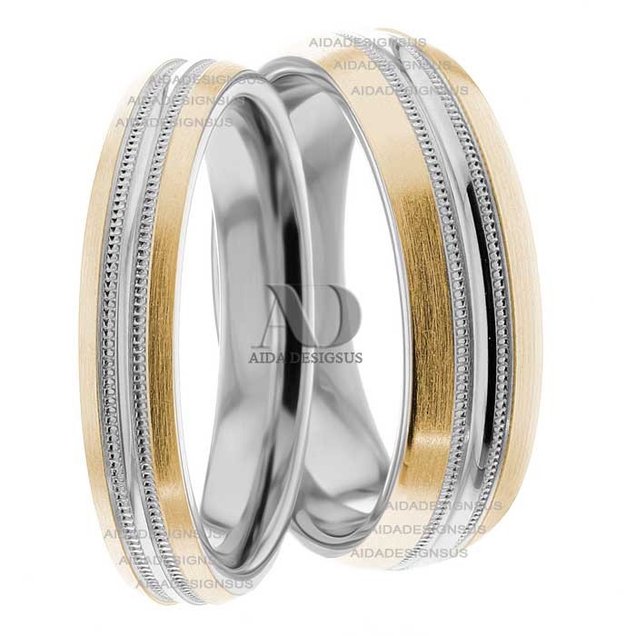 Two Tone Matching Wedding Bands