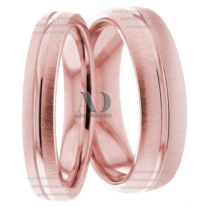 Rose Gold Wedding Ring Set