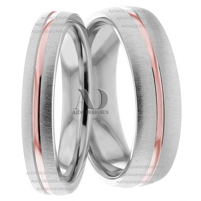 Multi Tone Wedding Band Set