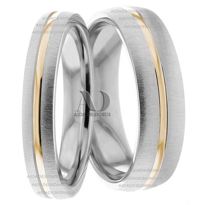 Two Tone Matching Wedding Bands