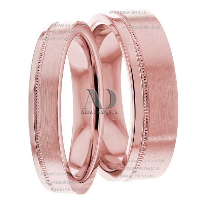 Rose Gold Wedding Ring Set