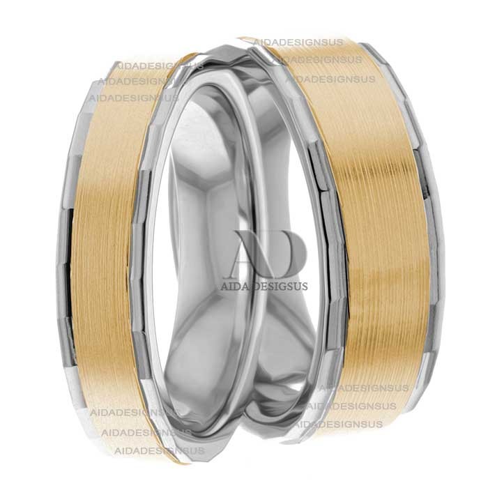 Two Tone Matching Wedding Bands