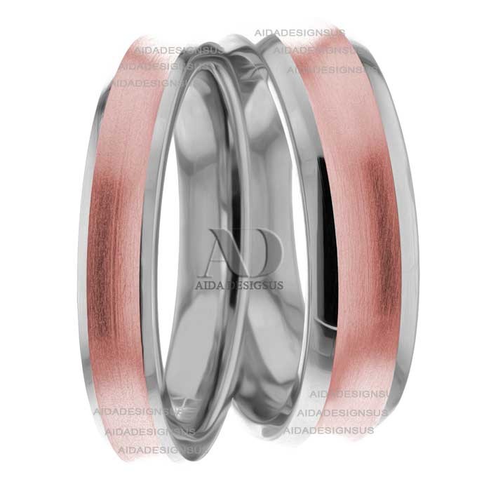 Multi Tone Wedding Band Set