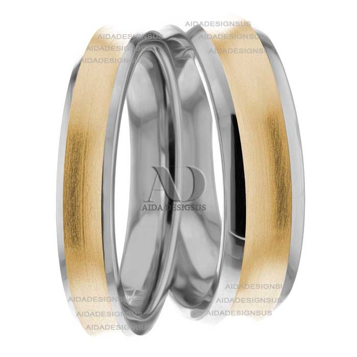 Two Tone Matching Wedding Bands