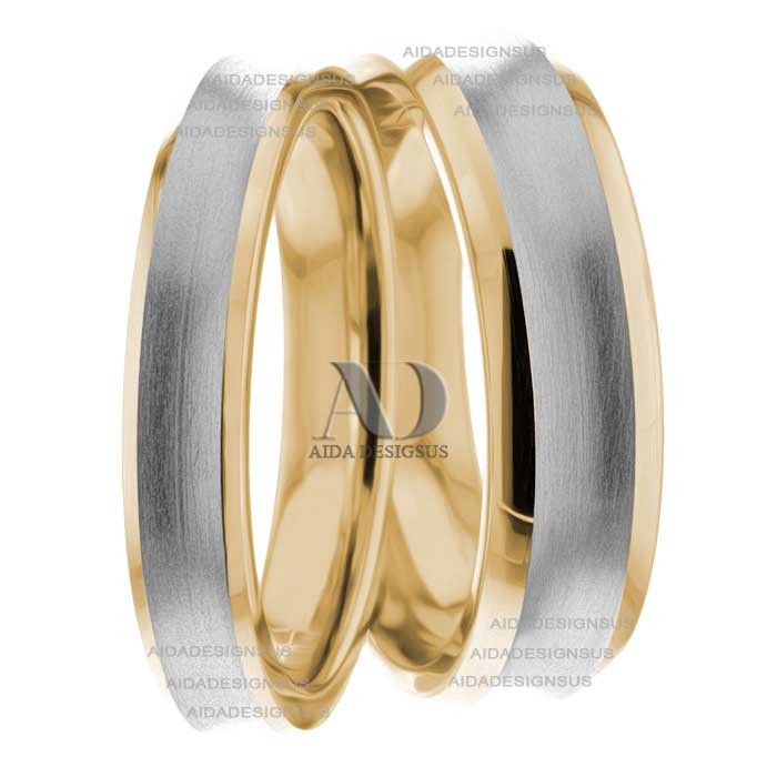 Two Tone Wedding Ring Set