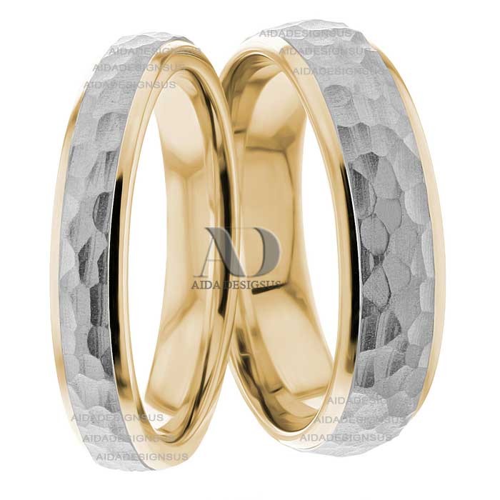Two Tone Wedding Ring Set