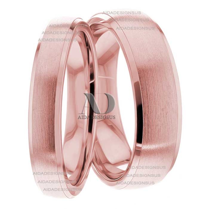 Rose Gold Wedding Ring Set