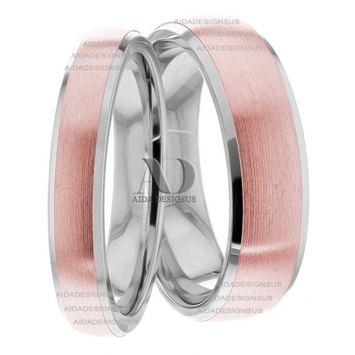 Multi Tone Wedding Band Set