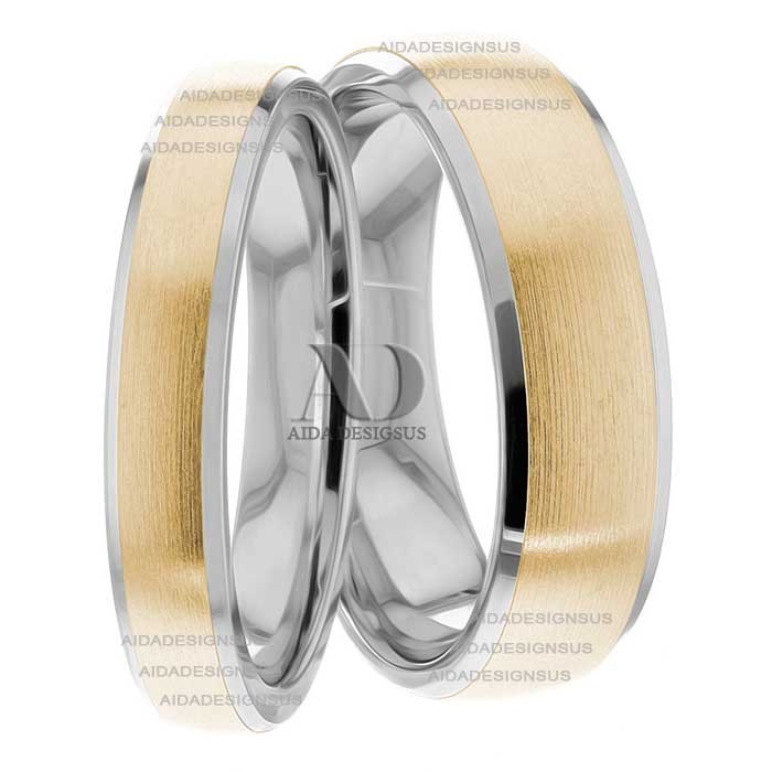 Two Tone Matching Wedding Bands