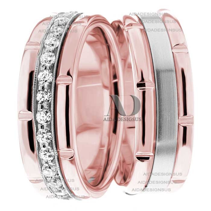 Rose White Gold Wedding Set