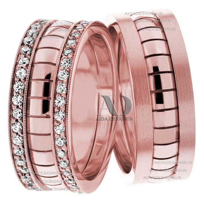 Rose Gold Wedding Ring Set