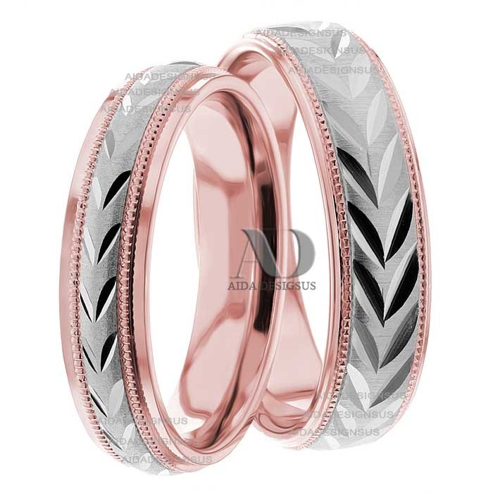 Rose White Gold Wedding Set