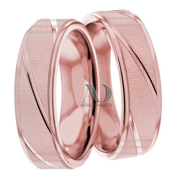 Rose Gold Wedding Ring Set