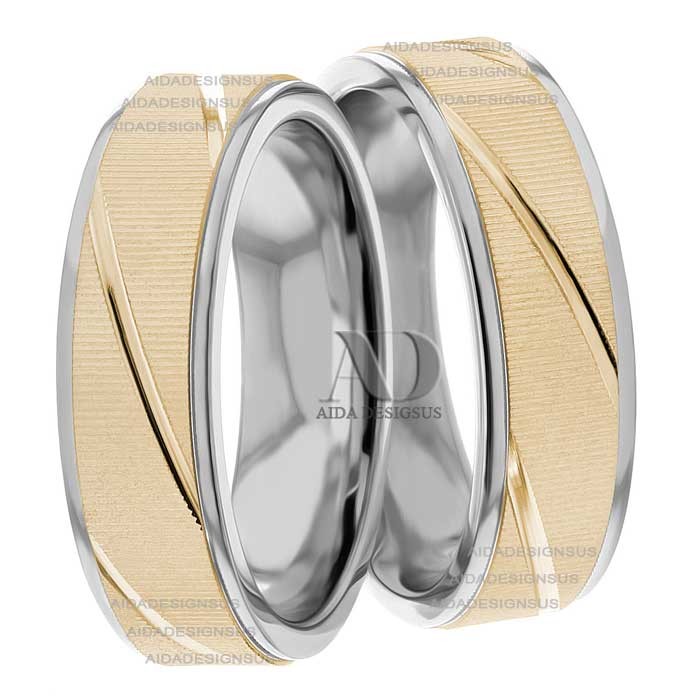 Two Tone Matching Wedding Bands