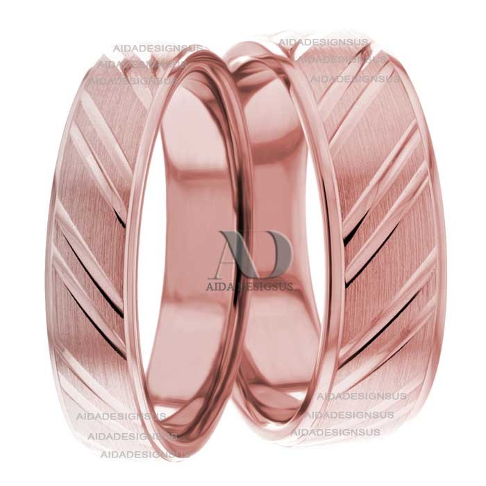 Rose Gold Wedding Ring Set