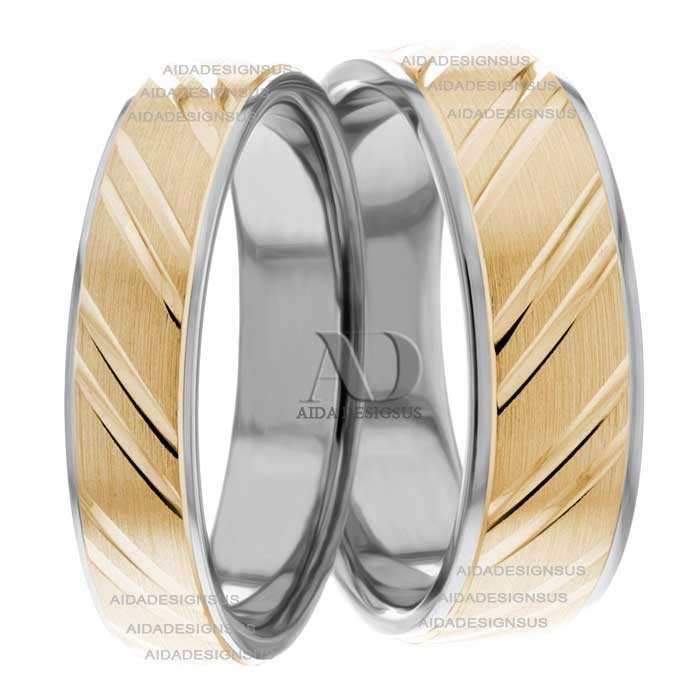 Two Tone Matching Wedding Bands