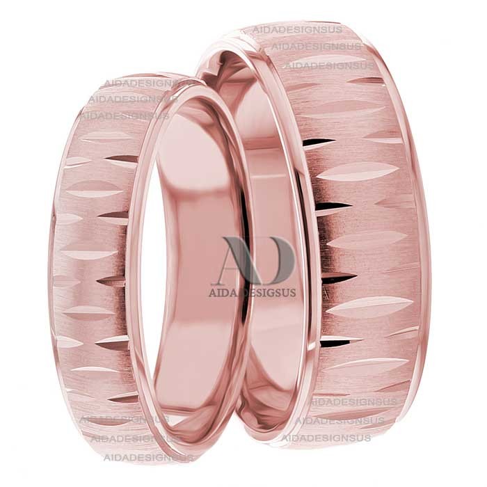 Rose Gold Wedding Ring Set