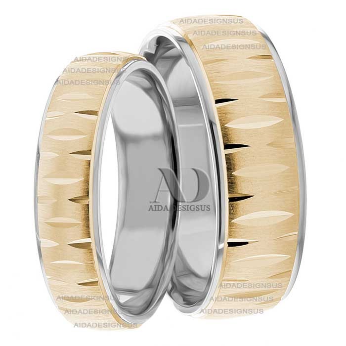 Two Tone Matching Wedding Bands
