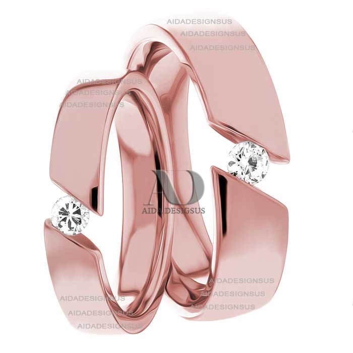 Rose Gold Wedding Ring Set