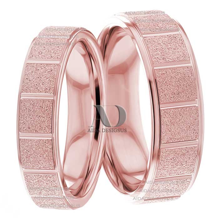Rose Gold Wedding Ring Set