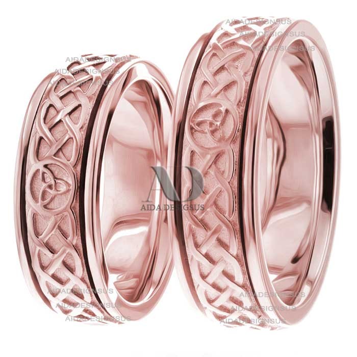 Rose Gold Wedding Ring Set