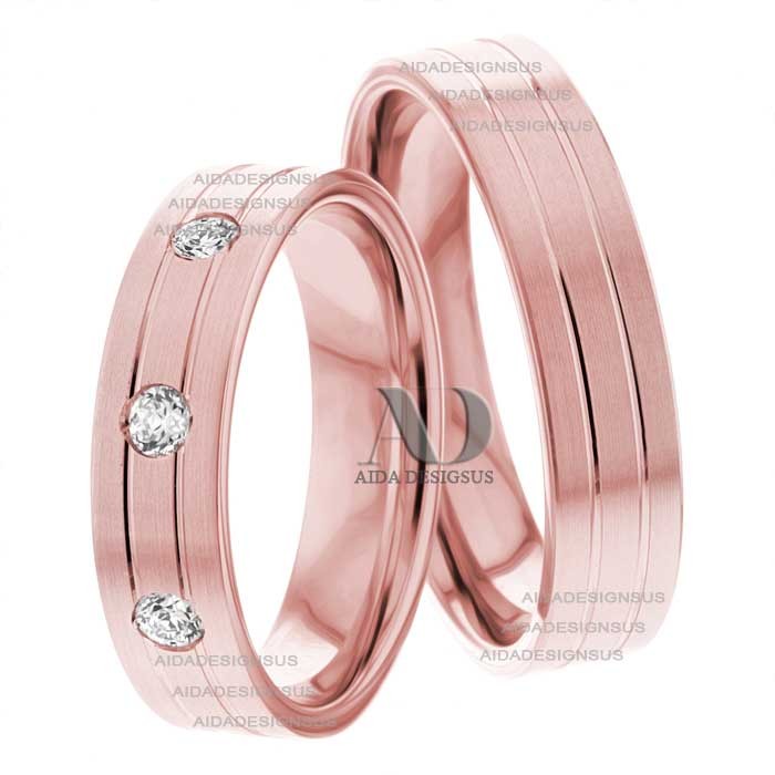 Rose Gold Wedding Ring Set