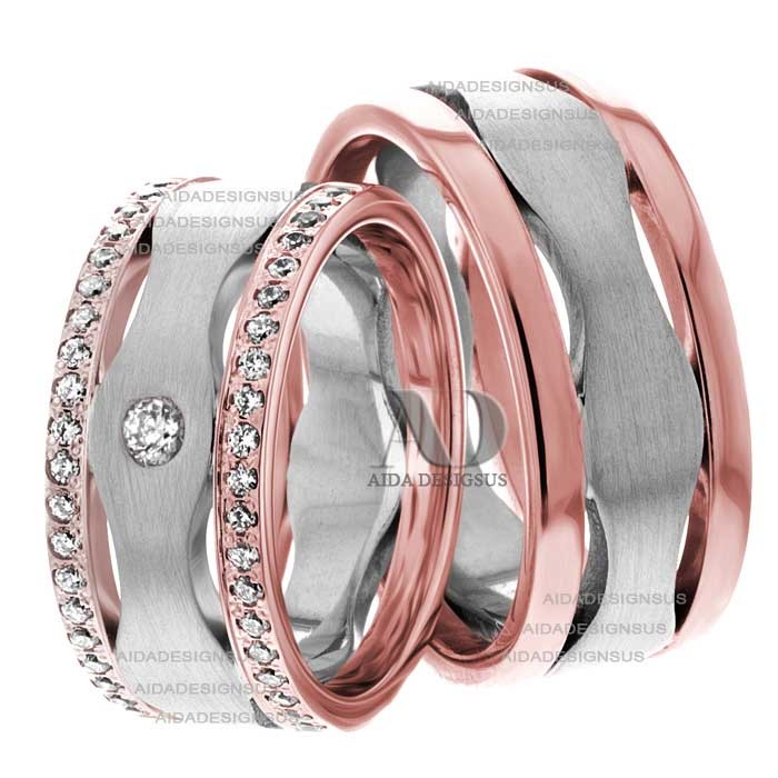 Rose White Gold Wedding Set