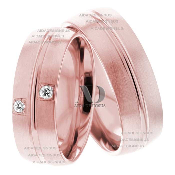 Rose Gold Wedding Ring Set