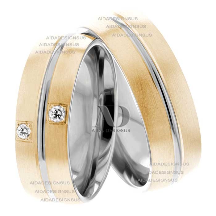 Two Tone Matching Wedding Bands