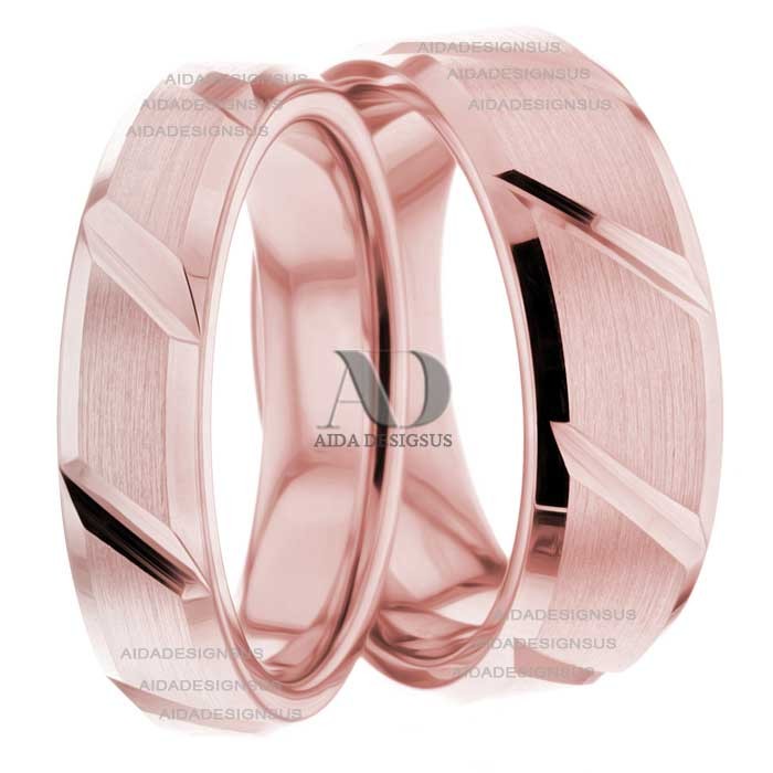 Rose Gold Wedding Ring Set