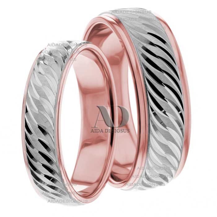 Rose White Gold Wedding Set