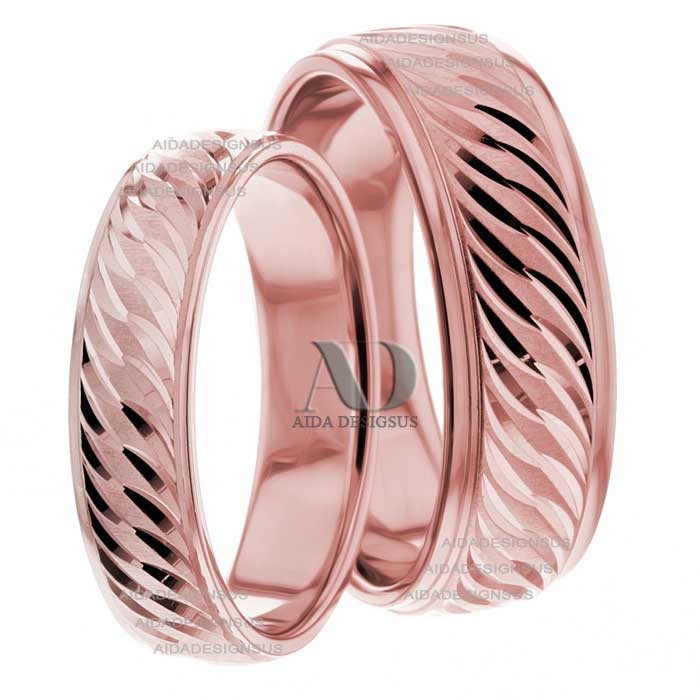 Rose Gold Wedding Ring Set