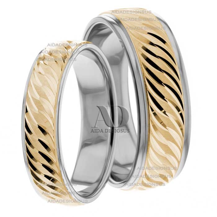 Two Tone Matching Wedding Bands