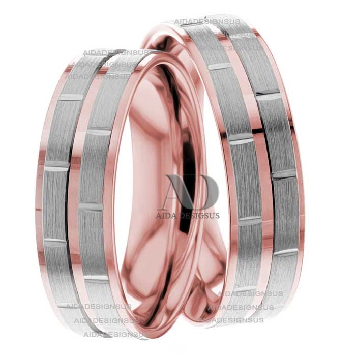 Rose White Gold Wedding Set