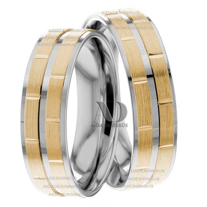 Two Tone Matching Wedding Bands