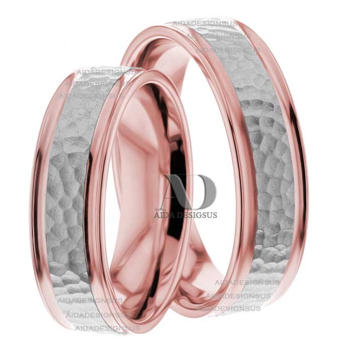 Rose White Gold Wedding Set