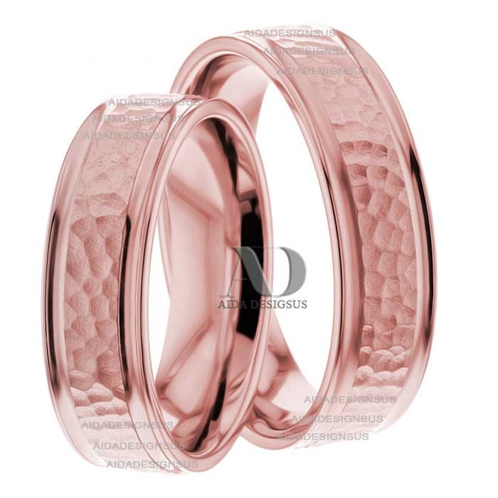 Rose Gold Wedding Ring Set