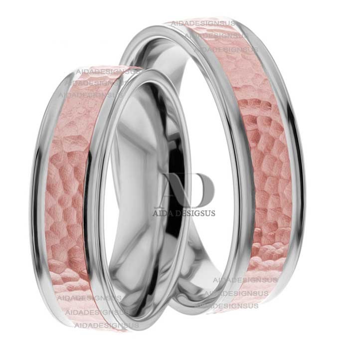 Multi Tone Wedding Band Set