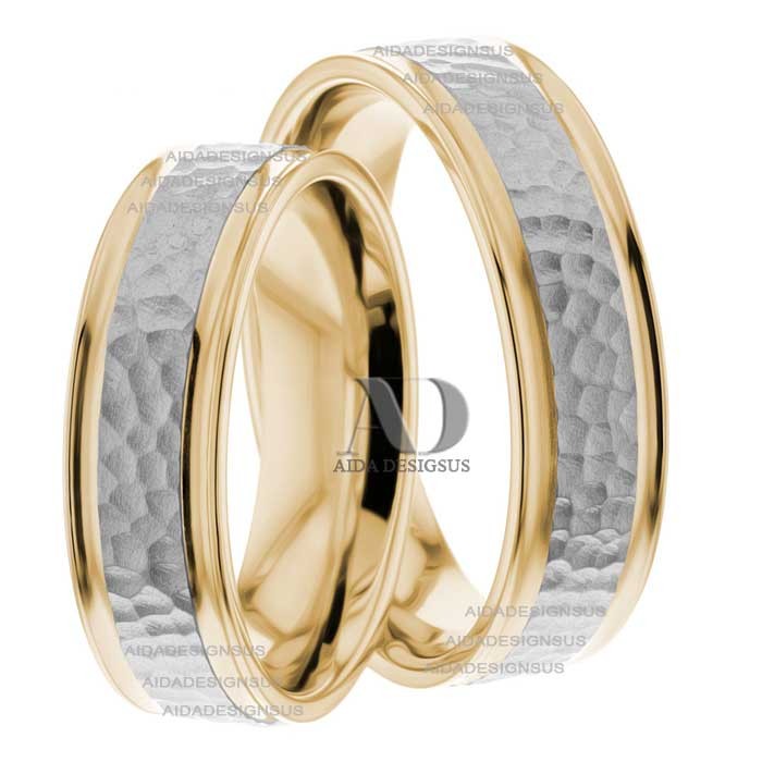 Two Tone Wedding Ring Set