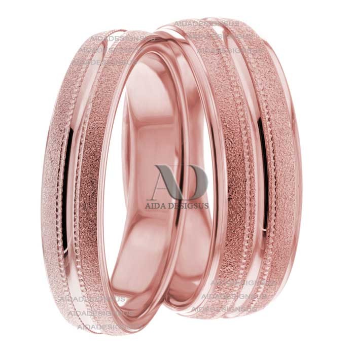 Rose Gold Wedding Ring Set