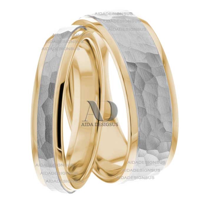 Two Tone Wedding Ring Set