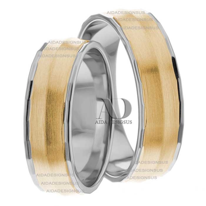 Two Tone Matching Wedding Bands
