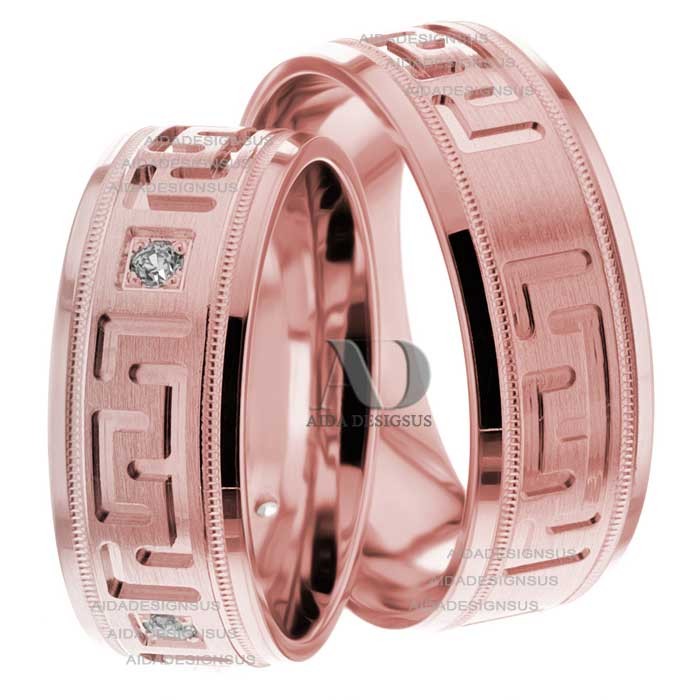 Rose Gold Wedding Ring Set