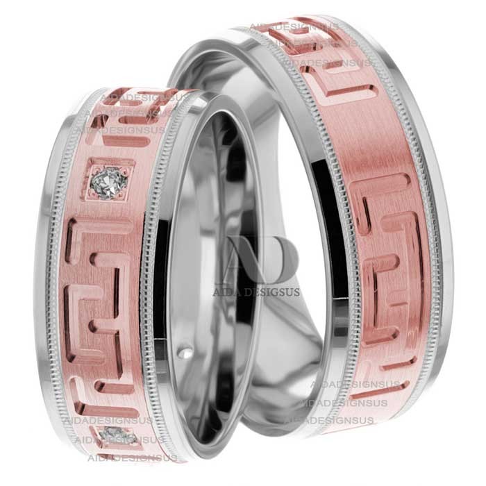 Multi Tone Wedding Band Set