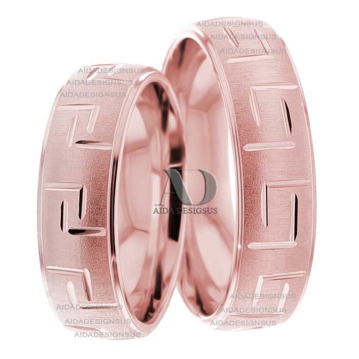 Rose Gold Wedding Ring Set