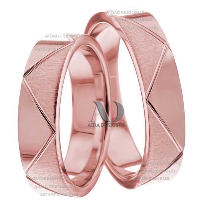 Rose Gold Wedding Ring Set