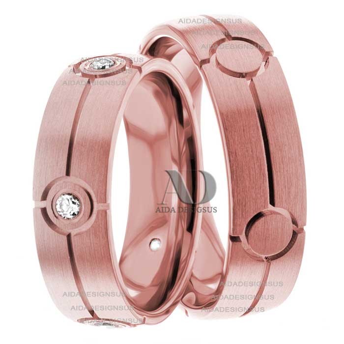 Rose Gold Wedding Ring Set