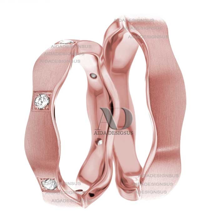 Rose Gold Wedding Ring Set