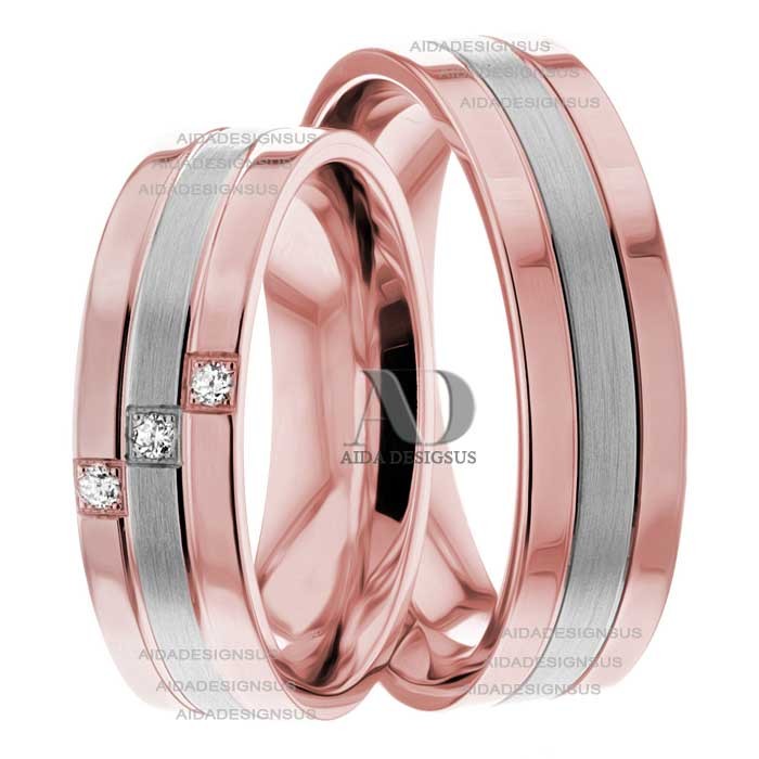 Rose White Gold Wedding Set